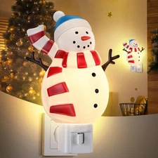 Hohean Christmas Decoration Snowman Night Light Plug in, 120V C7 LED Xmas Wal...