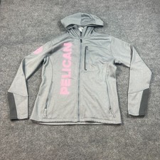 Fossa Apparel Jacket Womens Medium Gray Pelican Brewing Fleece Hooded Full Zip