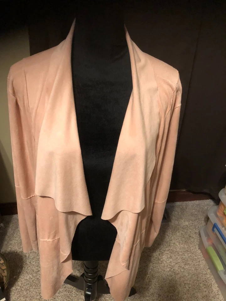 The Limited Women's Size 3X Open Front Faux Suede Cardigan Blazer "HOLIDAY" Pink - Image 2 of 4