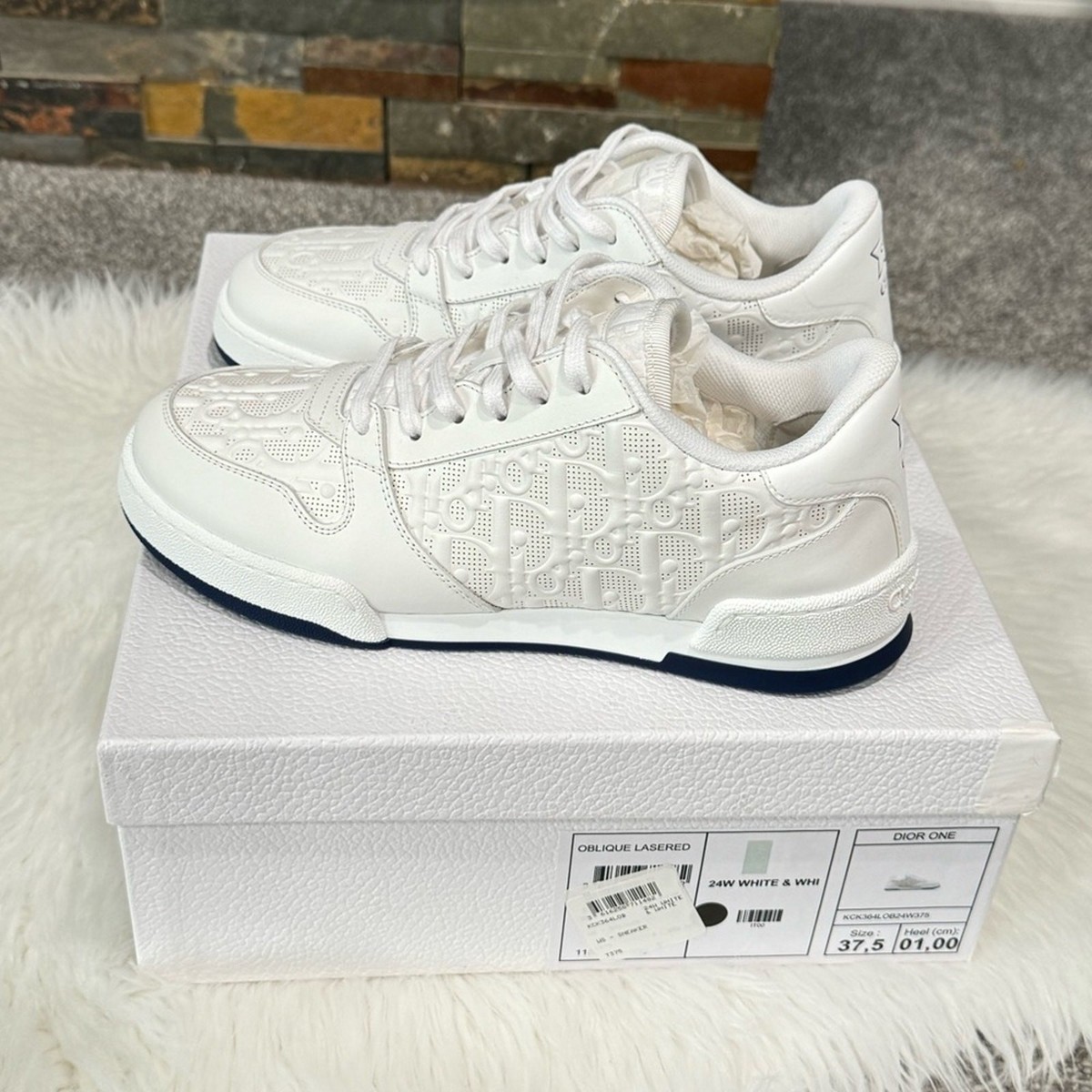 Christian Dior - Dior One White Oblique Perforated Calfskin Womens