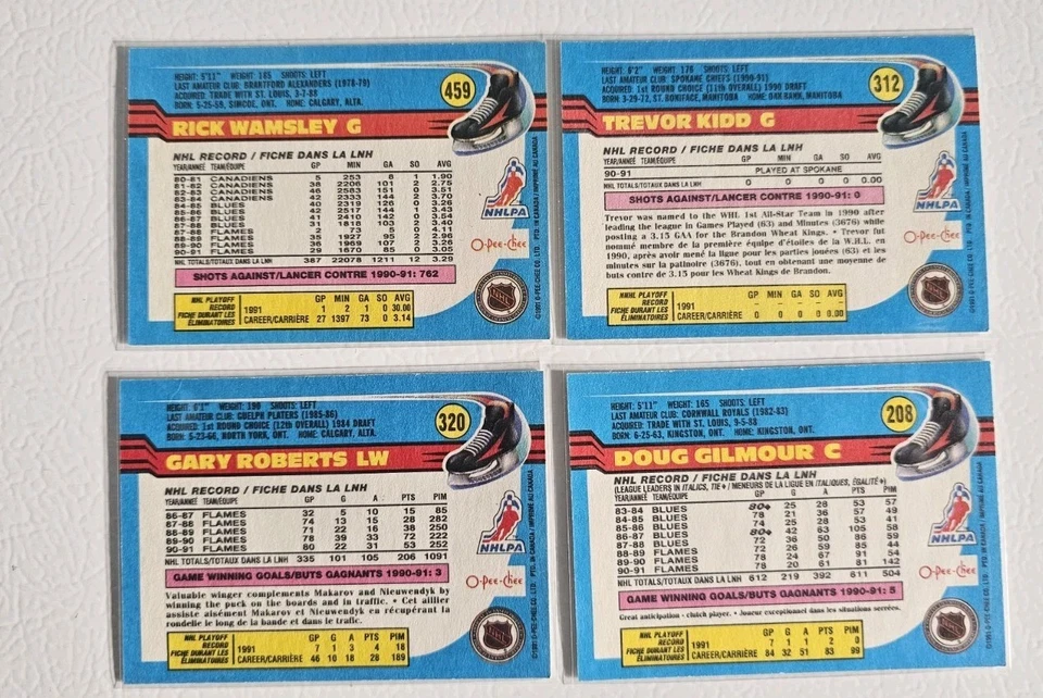 Tarjetas de hockey O-PEE-CHEE 1991 Calgary Flames lote 17 tarjetas usadas  Foto 2 de 4