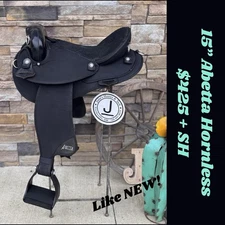 15” Abetta Hornless Trail Saddle, Western Saddle, Black Color, Clean! ☀️