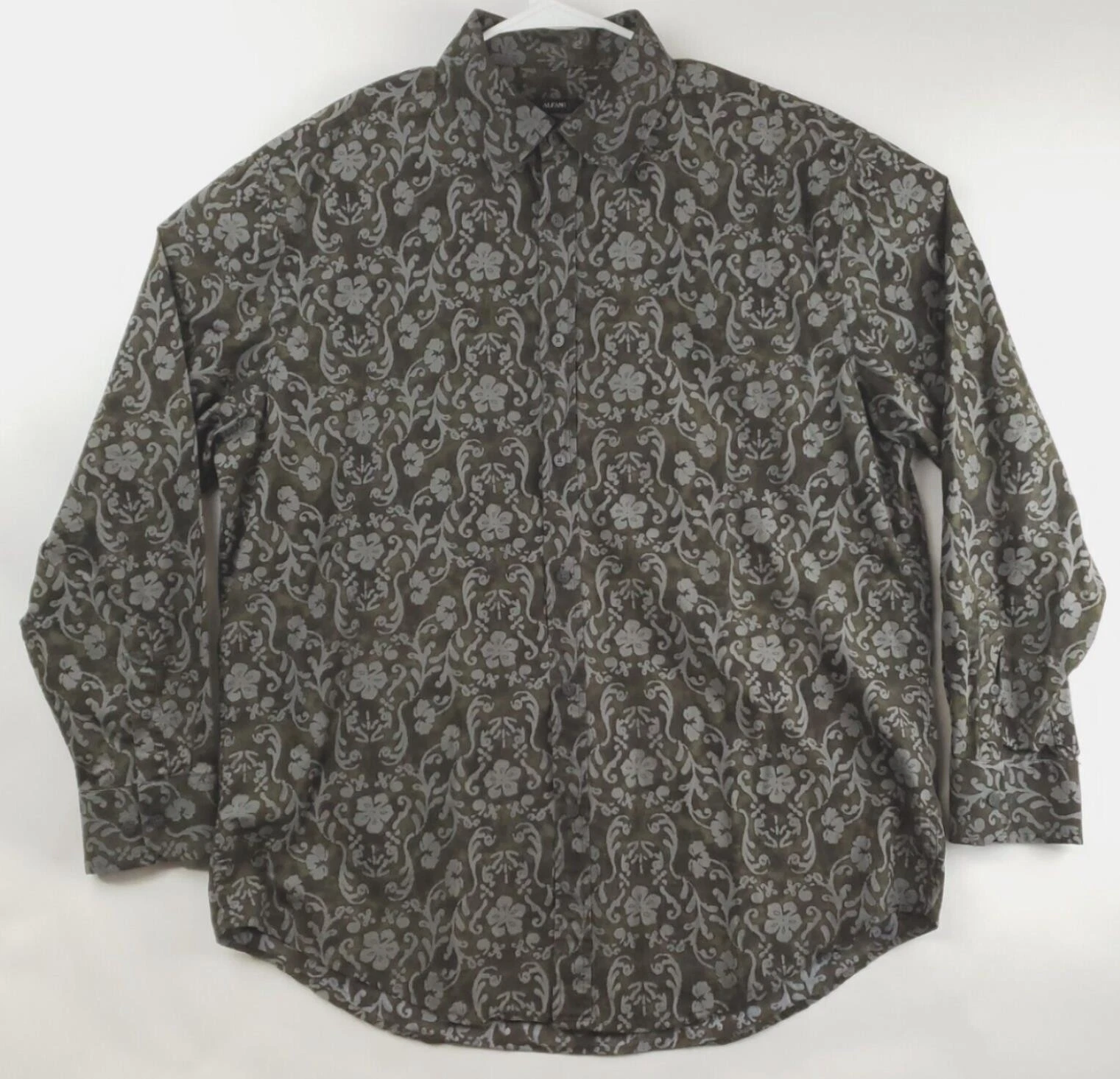 Alfani Shirt Mens Large Green Gray Floral Long Sleeve 100% Cotton Button-Up
Opens in a new window or