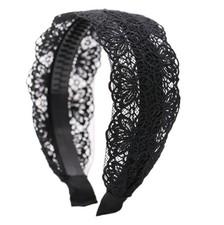 Fashion 2 Inch Wide Lace Headband Hair Band with Teeth for Women and Girls Black