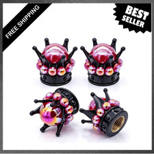 Tire Valve Stem Caps Crystal Diamond Crown Bling Design Universal Copper Core
