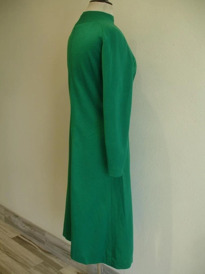 Женское M L винтажное 1960-е Hauliuetrigere Montaldo's Kelly Зеленое Длинное Платье Вязаное США - Изображение 3 из 4