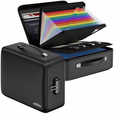 NatExos Fireproof Document Box - Accordion File Organizer with 3-Digit Lock |...