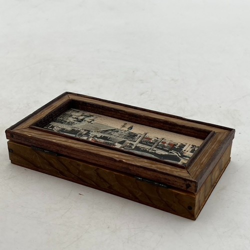 Vintage Holz Aufbewahrungsbox Behälter Klappdeckel Leinenbeutel Versteck Souvenir Japan 5x2,5 - Bild 8 von 13