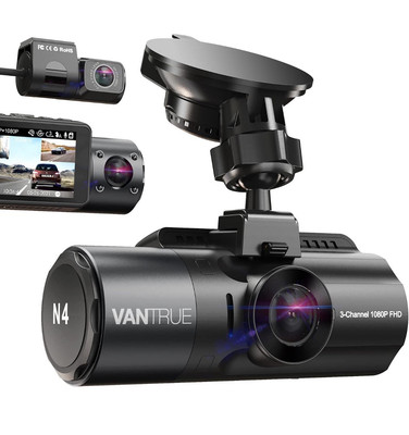 Vantrue N4 Three Channel 4K Dash Cam, Front and Rear inside Three Way Triple Das