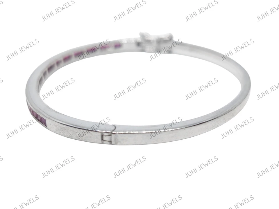 Natural Ruby Bangle Bracelet 925 Silver Ruby Bangle Pink Ruby Bridal Bangles - Image 4 of 4