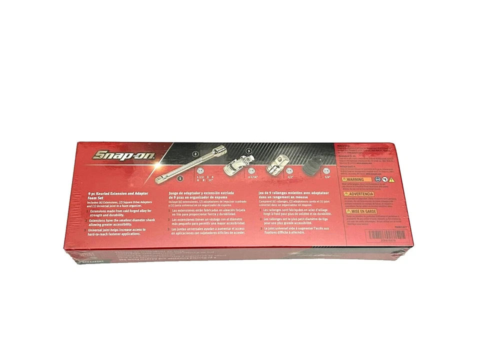 SNAP ON TOOLS USA 209AFXAFR 9 Pc 3/8"Dr Extension and Adaptor RED Foam Set NEW - Image 4 of 4