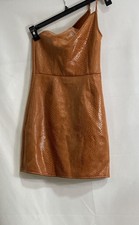 Urban Outfitters Women's Brown Snake Skin One Shoulder Mini Dress Sz XS NWT