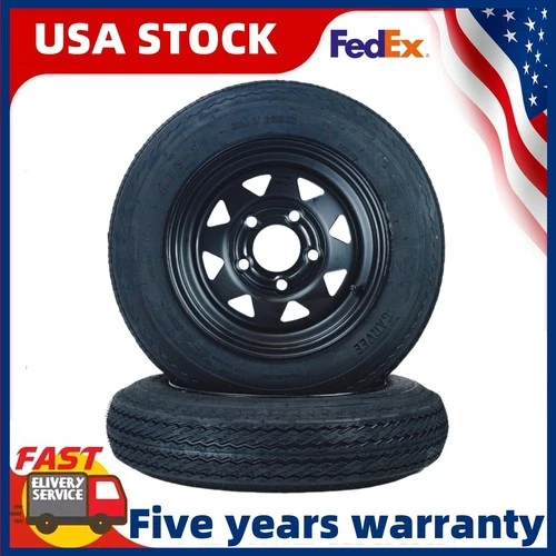 2-Pack Trailer Tire On Rim 4.80-12 480-12 4.80x12 5 Lug on 4.5" 12" Rims 6PR US