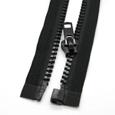 2 PCS #5 30-inch Black Molded Plastic Separating Jacket Zippers for Sewing Coats