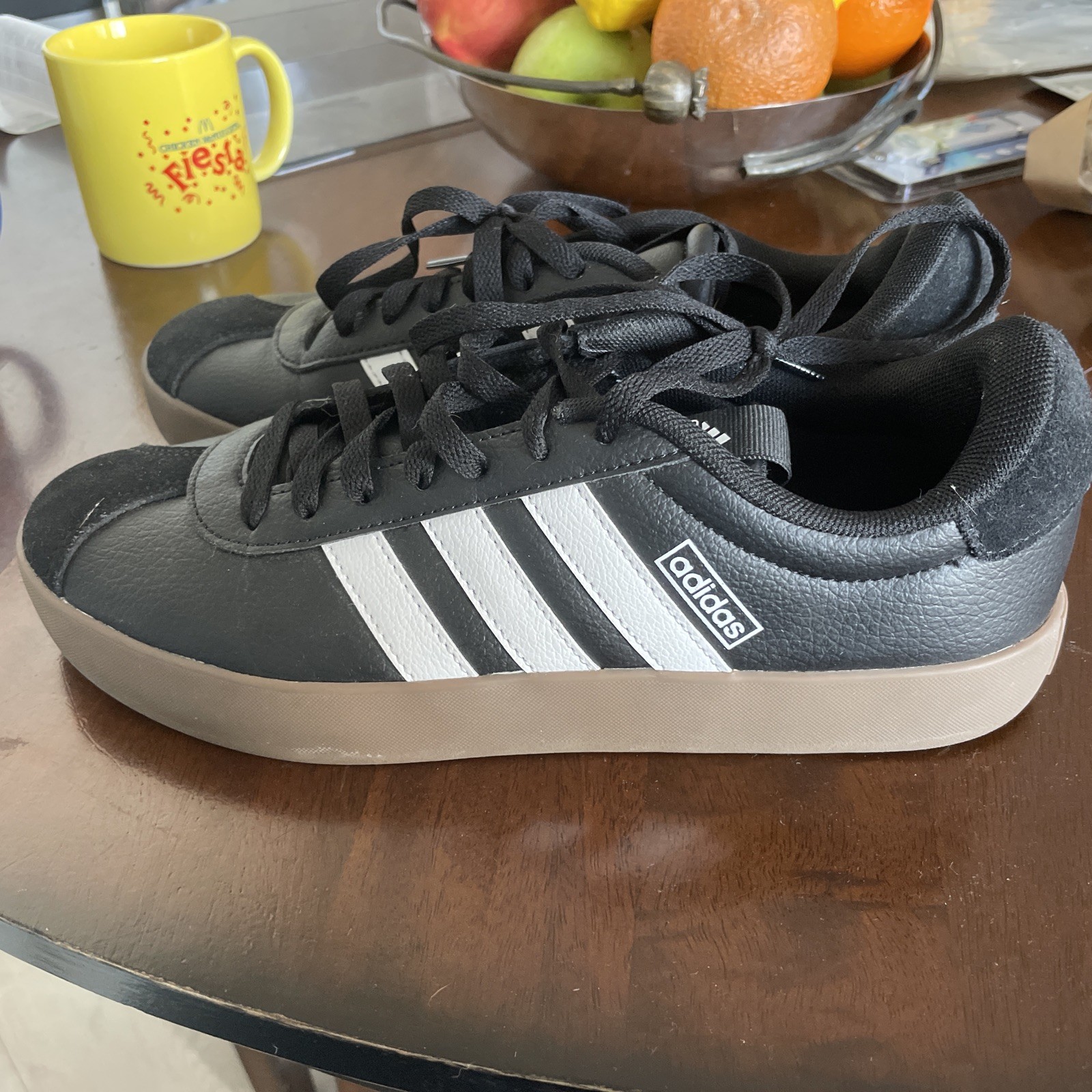 Size 9.5 women- Adidas VL Court 3.0 Black White Gum