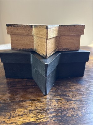 Stackable Star Boxes Black and Yellow - Colonial Americana Style Set of 2