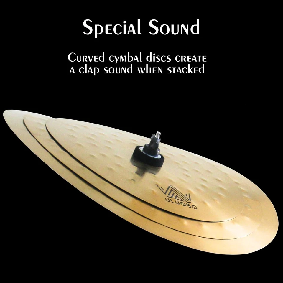 Clap Stack Cymbal, 3-Piece Cymbal Stack with Hammer Marks (11", 13", 15"), Smack - image 2 of 4