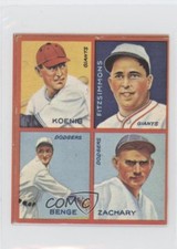 1985 1935 Goudey 4-in-1 Reprints Freddie Fitzsimmons Mark Koenig Tom Zachary 0b0