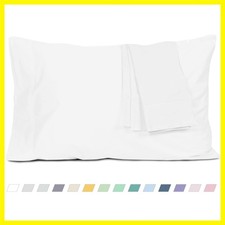 Pillow Cases Standard Queen Size 100 Cotton Percale Set of 2, White  Cotton...