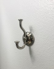 Wall Mounted Double Robe Hook Polished Nickel Bathroom Towel Coat Holder New USA