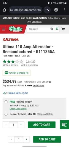 Ultima Remanufactured Alternator-R111355A NIB - Picture 8 of 9
