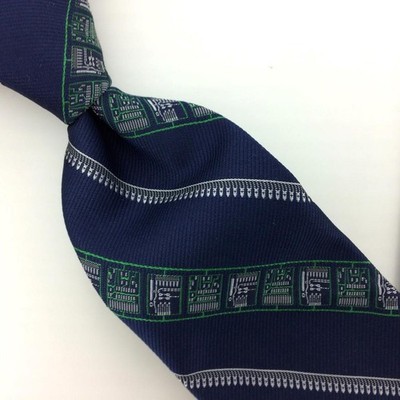 Smithsonian Institution Museum Tie Computer Circut Board Silk/Poly #I23 Vtg/Rare