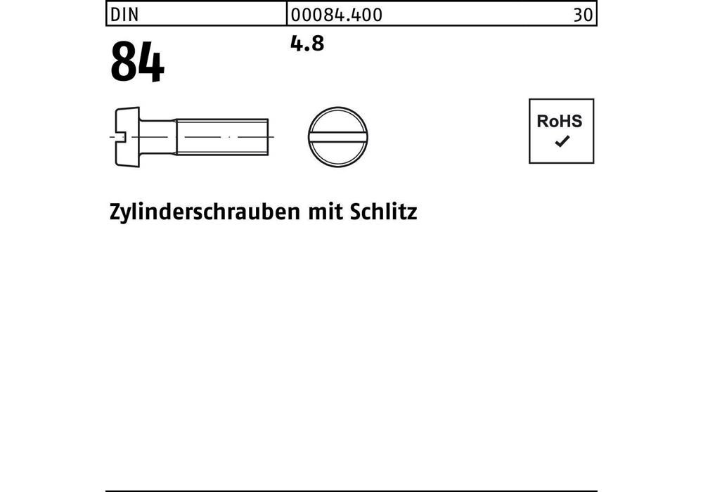 Цилиндершраубе Рейхера DIN 84/ISO 1207 Schlitz M 4 x 10 4,8