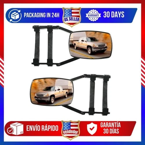 Car Tow Mirror - Universal Clamp-On 360 Degree Rotation Adjustable Mirror, RV Le