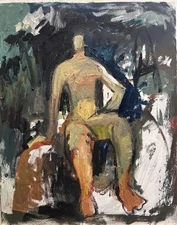 Male Man Figure Expressionism 16x20 Original Signed Oil Painting On Canvas