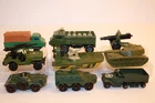 Nine 1950s-1970s Matchbox Lesney/ Hot Wheels / Husky Army Military Vehicles BPW