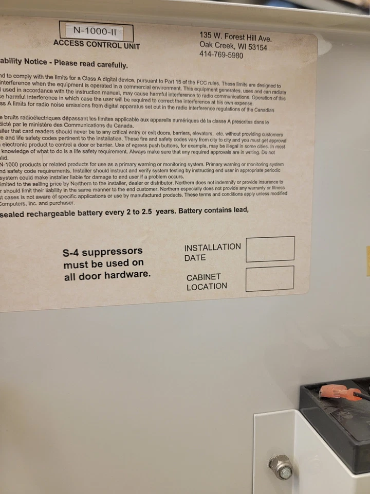 Honeywell N-1000-II Northern Computers Access Control Panel - Image 3 of 4