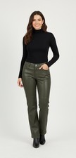 GAP Women's Vintage Bootcut Green / Brown Leather Pants Lined Size 1 Classic