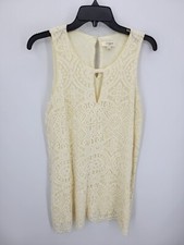 Umgee Dress Womens Small Ivory Sleeveless Lace Mini Keyhole Neck Boho Flowy