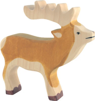 HIRSCH von Holztiger Holzhirsch Holztier Waldtier Wildtier Holz Dammwild NEU