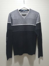 Men's Wool V Neck Sweater Grey Black
