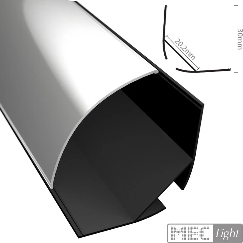 ALU Profil | Ecke Leiste | Schiene ECKE-30 schwarz für LED Streifen +Abdeckung