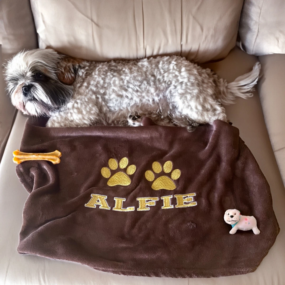 Embroidered dog blankets hot sale
