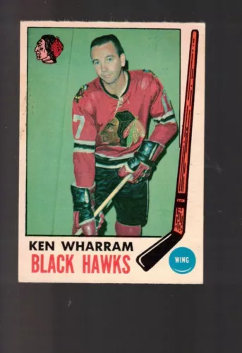 O PEE CHEE  69/70  KEN WHARRAM VINTAGE CARD  # 74  CHICAGO BLACKHAWKS