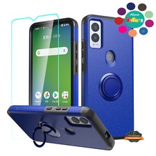 For Motorola Moto G Play 2024 Kickstand Hybrid w/ Ring Stand Screen Case Cover
