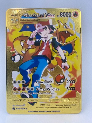 Pokemon Metallkarte Charizard VMax + Trainer Glurak Kind Geschenk Geburtstag