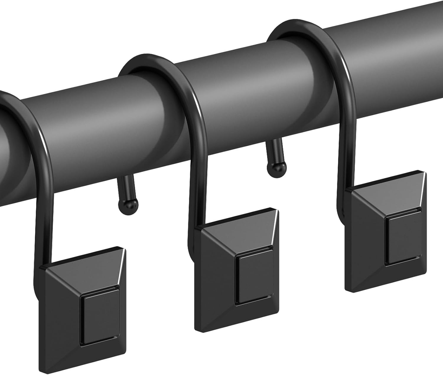 GILLAS Shower Curtain Decorative Hooks, Set of 12 Shower Curtain Rod Rings for B