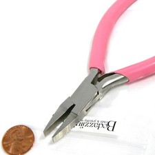 Pink Handled Carbon Steel Flat Nose Jewelers Jewelry Pliers with Spring Return
