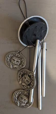 Vintage 1996 Carson Pewter Wind Chime 3 Cats Kittens Oval - 11 inches long