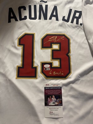 【7月SALE】アクーニャJR. サイン入りジャージ　MLBブレーブ Ronald Acuna Jr. Signed World Series Atlanta Braves Nike Jersey