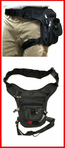 Le'aokuu Mens Genuine Leather Outdoor Sporting Hicking Waist Hip Pack Messenger - Foto 3