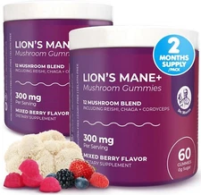 Lions Mane Gummies for Adults and Kids 4+ - Mushroom Gummies with 12-in-1 Blend