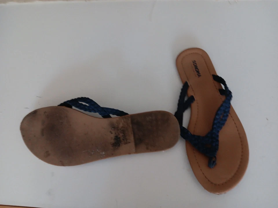 SANDALIA MUJER AZUL MARINO TEJIDA CHANCLAS de SONOMA talla 10 Foto 2 de 4