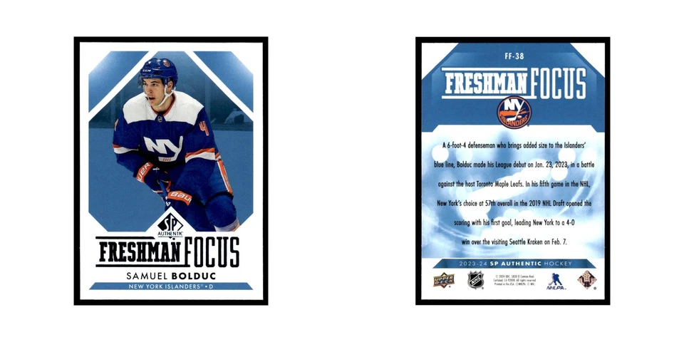 Samuel Bolduc 2023 SP Authentic Freshman Focus #FF-38 New York Islanders NM - Image 3 of 3