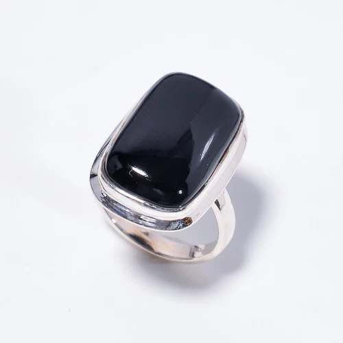 Gift For Her 925 Silver Black Onyx Statement Vintage Ring Size