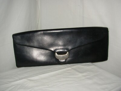 Pochette Rectangulaire En Cuir Noir Vintage - Occasion
